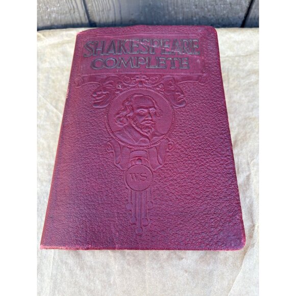 Complete Works of William Shakespeare Embossed Red Leather Hardcover Book 1926 - Picture 1 of 16